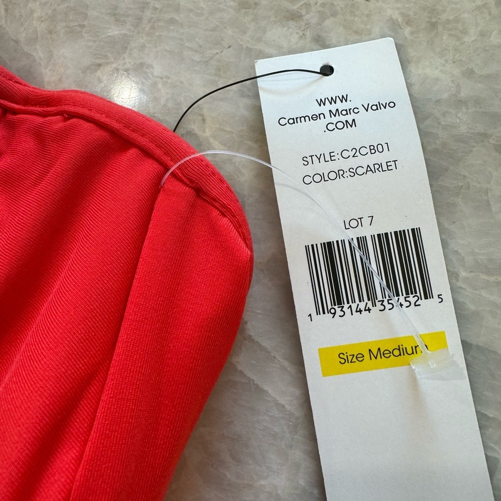 NWT Carmen Marc Valvo Swim Sense Red Scarlet Wrap Top - Picture 6 of 9